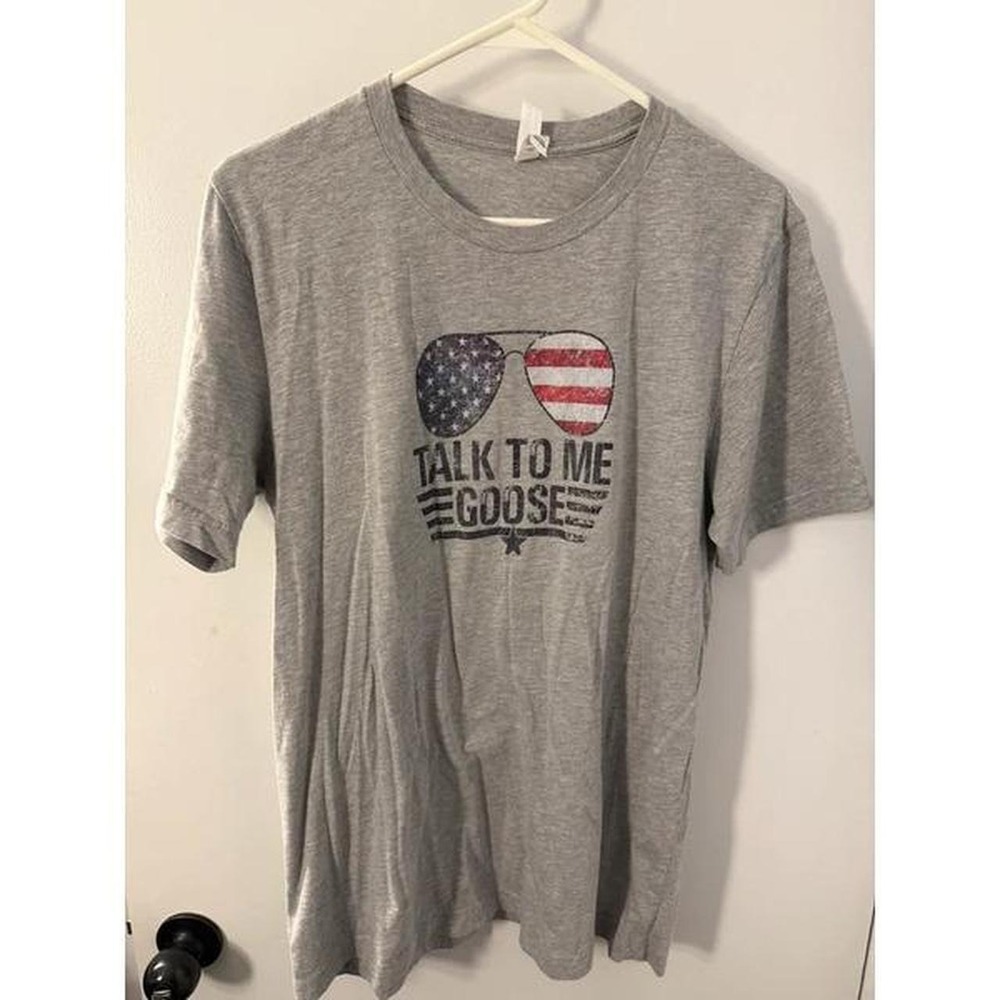 Bella Canvas Mens Talk To Me Goose Top Gun Graphic T-Shirt Gray Large